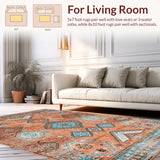 Ultra Soft Area Rug, Non Slip, Stain Resistant, Washable Area Rugs for Living Room, Bedroom, Cozy Earthy Tiled Aesthetic(Orange)