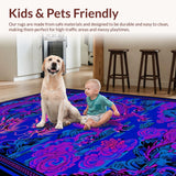 Ultra Soft Area Rug, Non Slip, Stain Resistant, Washable Area Rugs for Living Room, Bedroom, Eclectic Purple and Blue Palette(Blue)