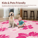 Ultra Soft Area Rug, Non Slip, Stain Resistant, Washable Area Rugs for Living Room, Bedroom, Lively Pink Nature Inspired Theme(Pink)