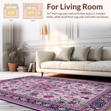 Ultra Soft Area Rug, Non Slip, Stain Resistant, Washable Area Rugs for Living Room, Bedroom, Chic Earthy Tones Floral Motif(Pink)