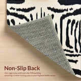 Ultra Soft Area Rug, Non Slip, Stain Resistant, Washable Area Rugs for Living Room, Bedroom, Luxury Shag Bedroom Rug Zebra Pattern Plush Easy Care(Black)