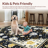 Ultra Soft Area Rug, Non Slip, Stain Resistant, Washable Area Rugs for Living Room, Bedroom, Striking Black and Cream Geometric Art(Black)