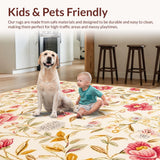 Ultra Soft Area Rug, Non Slip, Stain Resistant, Washable Area Rugs for Living Room, Bedroom, Elegant Soft Floral Elegance(Beige)
