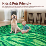 Ultra Soft Area Rug, Non Slip, Stain Resistant, Washable Area Rugs for Living Room, Bedroom, Contemporary Green Abstract Vibes(Green)