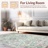 Ultra Soft Area Rug, Non Slip, Stain Resistant, Washable Area Rugs for Living Room, Bedroom, Soft Green Abstract Leaf Pattern(Green)