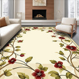 Ultra Soft Area Rug, Non Slip, Stain Resistant, Washable Area Rugs for Living Room, Bedroom, Artisan Geo Flora Area with Rich Burgundy Olive and Beige Accents(Beige)