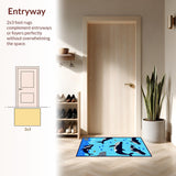 Ultra Soft Area Rug, Non Slip, Stain Resistant, Washable Area Rugs for Living Room, Bedroom, Playful Nautical Creature Design(Blue)