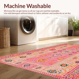 Ultra Soft Area Rug, Non Slip, Stain Resistant, Washable Area Rugs for Living Room, Bedroom, Vibrant Abstract Art Fusion(Pink)