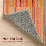 Ultra Soft Area Rug, Non Slip, Stain Resistant, Washable Area Rugs for Living Room, Bedroom, Dynamic Curved Lines with Rich Colors(Orange)