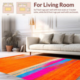 Ultra Soft Area Rug, Non Slip, Stain Resistant, Washable Area Rugs for Living Room, Bedroom, Vibrant Abstract Splash Art(Orange)