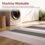 Ultra Soft Area Rug, Non Slip, Stain Resistant, Washable Area Rugs for Living Room, Bedroom, Chic Neutral Textured Stripe Motif(Purple)