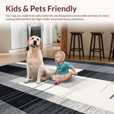 Ultra Soft Area Rug, Non Slip, Stain Resistant, Washable Area Rugs for Living Room, Bedroom, Minimalist Abstract Monochrome Artistry(Gray)
