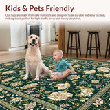 Ultra Soft Area Rug, Non Slip, Stain Resistant, Washable Area Rugs for Living Room, Bedroom, Rustic Intricate Oriental Patterns(Green)