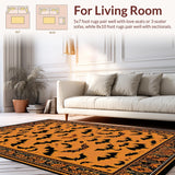 Ultra Soft Area Rug, Non Slip, Stain Resistant, Washable Area Rugs for Living Room, Bedroom, Artistic Nature-Inspired Bat Print(Orange)