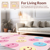Ultra Soft Area Rug, Non Slip, Stain Resistant, Washable Area Rugs for Living Room, Bedroom, Cheerful Light Blue Motif(Pink)