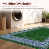 Ultra Soft Area Rug, Non Slip, Stain Resistant, Washable Area Rugs for Living Room, Bedroom, Sleek Green Trellis Pattern(Green)