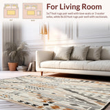 Ultra Soft Area Rug, Non Slip, Stain Resistant, Washable Area Rugs for Living Room, Bedroom, Boho Tiled(Beige)