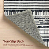 Ultra Soft Area Rug, Non Slip, Stain Resistant, Washable Area Rugs for Living Room, Bedroom, Sleek Black and White Stripes Rug Featuring Stylized Music Keyboard Design(Black)