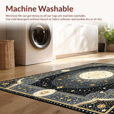 Ultra Soft Area Rug, Non Slip, Stain Resistant, Washable Area Rugs for Living Room, Bedroom, Charming Astral Folk Pattern(Gold)