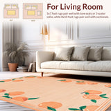 Ultra Soft Area Rug, Non Slip, Stain Resistant, Washable Area Rugs for Living Room, Bedroom, Joyful Summery Floral Arrangement(Orange)