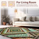Ultra Soft Area Rug, Non Slip, Stain Resistant, Washable Area Rugs for Living Room, Bedroom, Eclectic Geometric Earthy Tones(Blue)