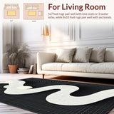 Ultra Soft Area Rug, Non Slip, Stain Resistant, Washable Area Rugs for Living Room, Bedroom, Contemporary Snake Motif Artwork(White)