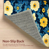 Ultra Soft Area Rug, Non Slip, Stain Resistant, Washable Area Rugs for Living Room, Bedroom, Contemporary Rustic Floral Patterns(Blue)