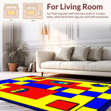 Ultra Soft Area Rug, Non Slip, Stain Resistant, Washable Area Rugs for Living Room, Bedroom, Playful Bright Numbered Design(Yellow)