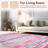 Ultra Soft Area Rug, Non Slip, Stain Resistant, Washable Area Rugs for Living Room, Bedroom, Refreshing Vibrant Spring Palette(Pink)