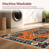 Ultra Soft Area Rug, Non Slip, Stain Resistant, Washable Area Rugs for Living Room, Bedroom, Playful Striped Citrus Theme(Orange)