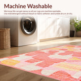 Ultra Soft Area Rug, Non Slip, Stain Resistant, Washable Area Rugs for Living Room, Bedroom, Cute Bow Accent Coral Pink Fluffy Carpet Decor(Pink)