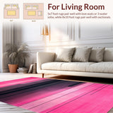 Ultra Soft Area Rug, Non Slip, Stain Resistant, Washable Area Rugs for Living Room, Bedroom, Bold Pink Black Geometric Flair(Pink)