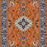 Ultra Soft Area Rug, Non Slip, Stain Resistant, Washable Area Rugs for Living Room, Bedroom, Artful Floral Circular Arrangement(Orange)