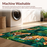 Ultra Soft Area Rug, Non Slip, Stain Resistant, Washable Area Rugs for Living Room, Bedroom, Tropical Animal Motif Delight(Green)