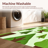 Ultra Soft Area Rug, Non Slip, Stain Resistant, Washable Area Rugs for Living Room, Bedroom, Joyful Outdoor Expedition Motif(Green)