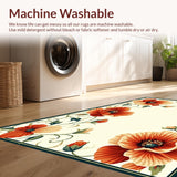 Botanical Bliss Poppy Inspired with Leafy Motifs(Red)