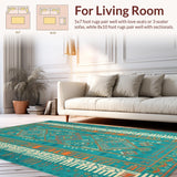 Ultra Soft Area Rug, Non Slip, Stain Resistant, Washable Area Rugs for Living Room, Bedroom, Abstract Lattice Design Aesthetic(Blue)