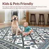 Ultra Soft Area Rug, Non Slip, Stain Resistant, Washable Area Rugs for Living Room, Bedroom, Chic Modern Abstract Patterning(White)