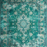 Ultra Soft Area Rug, Non Slip, Stain Resistant, Washable Area Rugs for Living Room, Bedroom, Vintage Medallion Rustic Charm(Blue)
