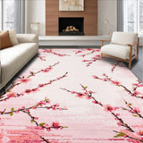 Ultra Soft Area Rug, Non Slip, Stain Resistant, Washable Area Rugs for Living Room, Bedroom, Serene Minimalist Cherry Blossom Style(Pink)
