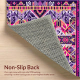 Ultra Soft Area Rug, Non Slip, Stain Resistant, Washable Area Rugs for Living Room, Bedroom, Chic Modern Ethnic Patterned Piece(Purple)