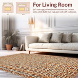 Ultra Soft Area Rug, Non Slip, Stain Resistant, Washable Area Rugs for Living Room, Bedroom, Chic Earthy Geometric Weave(Orange)