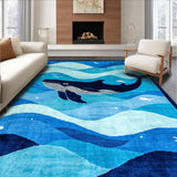 Ultra Soft Area Rug, Non Slip, Stain Resistant, Washable Area Rugs for Living Room, Bedroom, Vibrant Sea Creature Pattern(Blue)