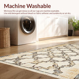 Ultra Soft Area Rug, Non Slip, Stain Resistant, Washable Area Rugs for Living Room, Bedroom, Whimsical Earthy Trellis Aesthetic(Beige)