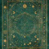 Ultra Soft Area Rug, Non Slip, Stain Resistant, Washable Area Rugs for Living Room, Bedroom, Spellbound Rug - Witchcraft Inspired Home Decor with Magical Elements(Green)