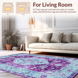 Ultra Soft Area Rug, Non Slip, Stain Resistant, Washable Area Rugs for Living Room, Bedroom, Transitional Earth Tone Composition(Purple)