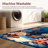 Ultra Soft Area Rug, Non Slip, Stain Resistant, Washable Area Rugs for Living Room, Bedroom, Chic Modern Striped Texture(Blue)