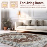 Ultra Soft Area Rug, Non Slip, Stain Resistant, Washable Area Rugs for Living Room, Bedroom, Transitional Warm Tone Patterns(Brown)