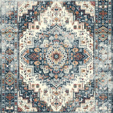 Ultra Soft Area Rug, Non Slip, Stain Resistant, Washable Area Rugs for Living Room, Bedroom, Sophisticated Modern Medallion Layout(Gray)