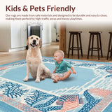 Ultra Soft Area Rug, Non Slip, Stain Resistant, Washable Area Rugs for Living Room, Bedroom, Transitional Beach Vibe Aesthetic(Blue)